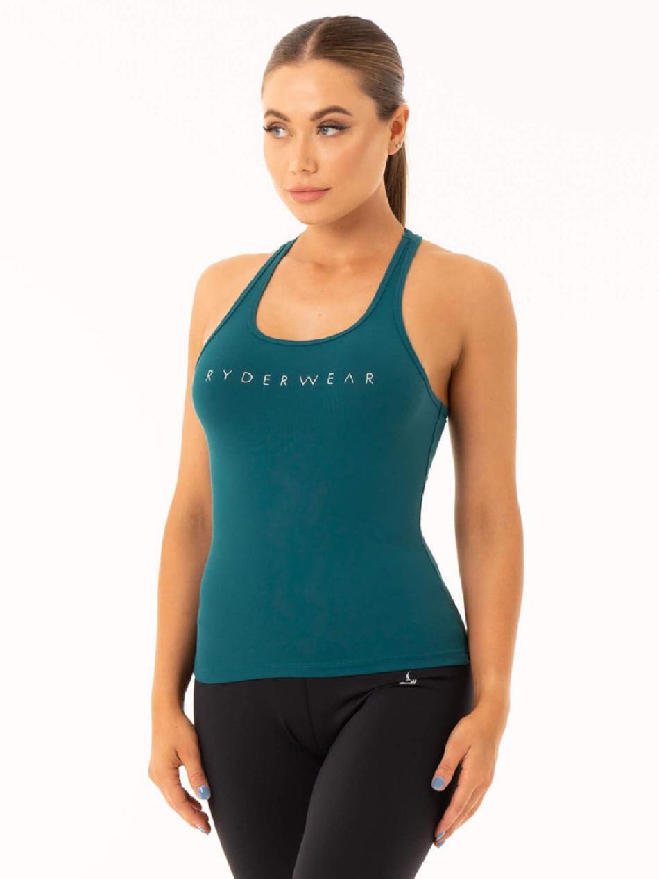 Turquoise Women's Ryderwear Hype Racer Back Tank Top | 61SB17761