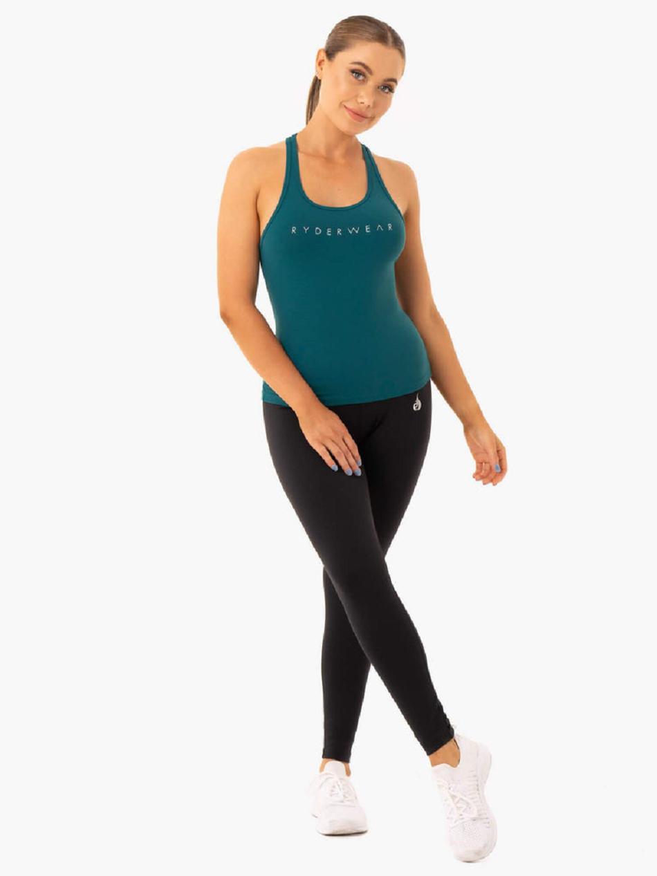 Turquoise Women's Ryderwear Hype Racer Back Tank Top | 61SB17761