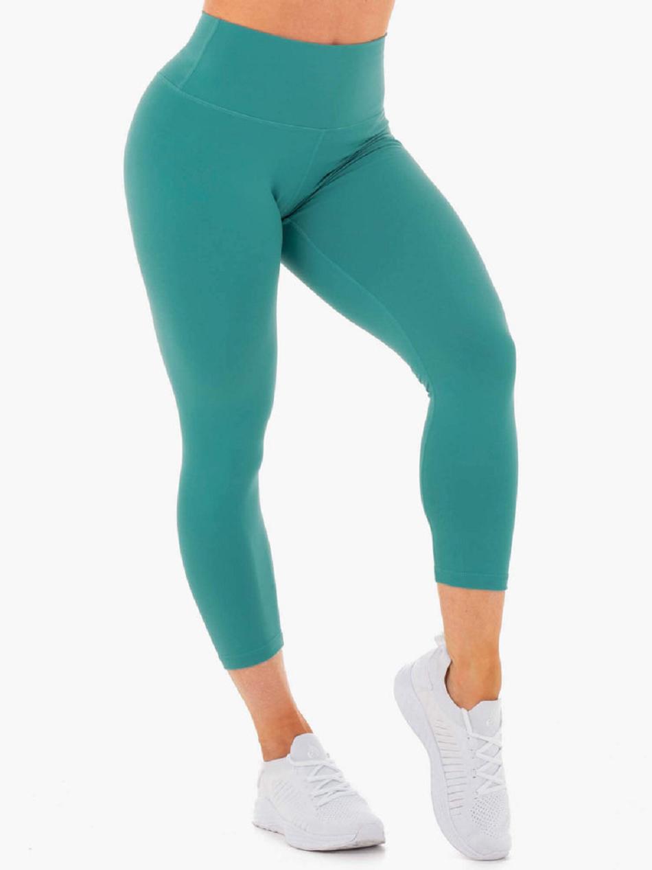 Turquoise Women's Ryderwear Motion High Waisted 7/8 Leggings | 114DF92463