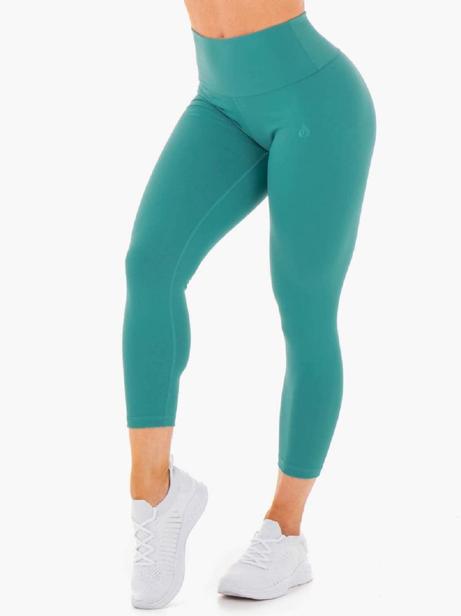 Turquoise Women's Ryderwear Motion High Waisted 7/8 Leggings Scrunch Bum | 45YF72018