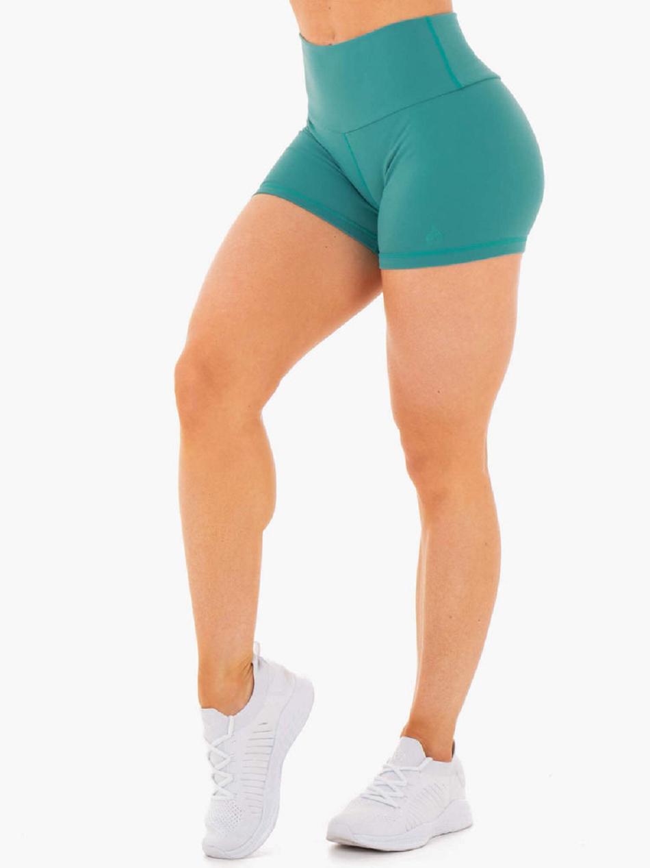 Turquoise Women\'s Ryderwear Motion High Waisted Shorts | OKT50848