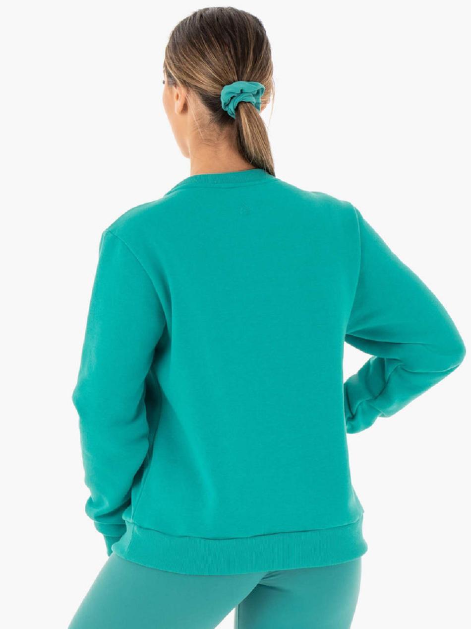 Turquoise Women's Ryderwear Motion Oversized Sweater Top | 130G76189