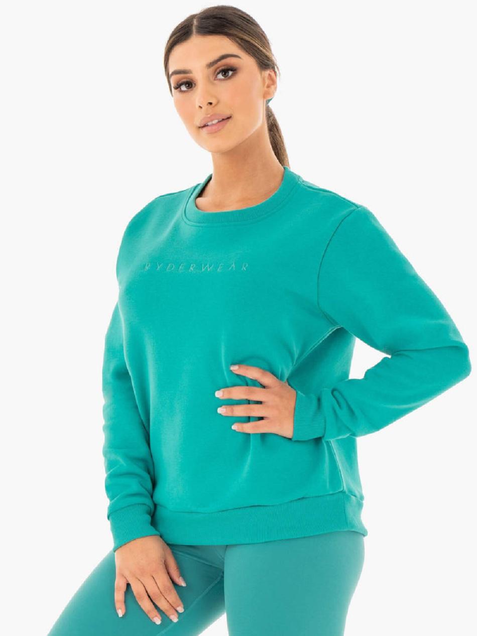 Turquoise Women's Ryderwear Motion Oversized Sweater Top | 130G76189