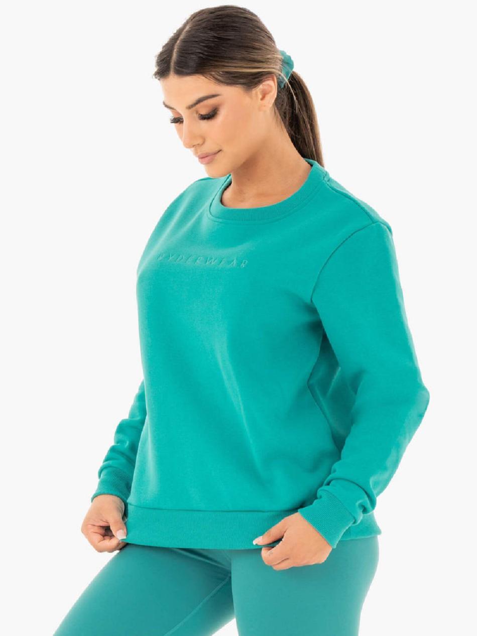 Turquoise Women's Ryderwear Motion Oversized Sweater Top | 130G76189