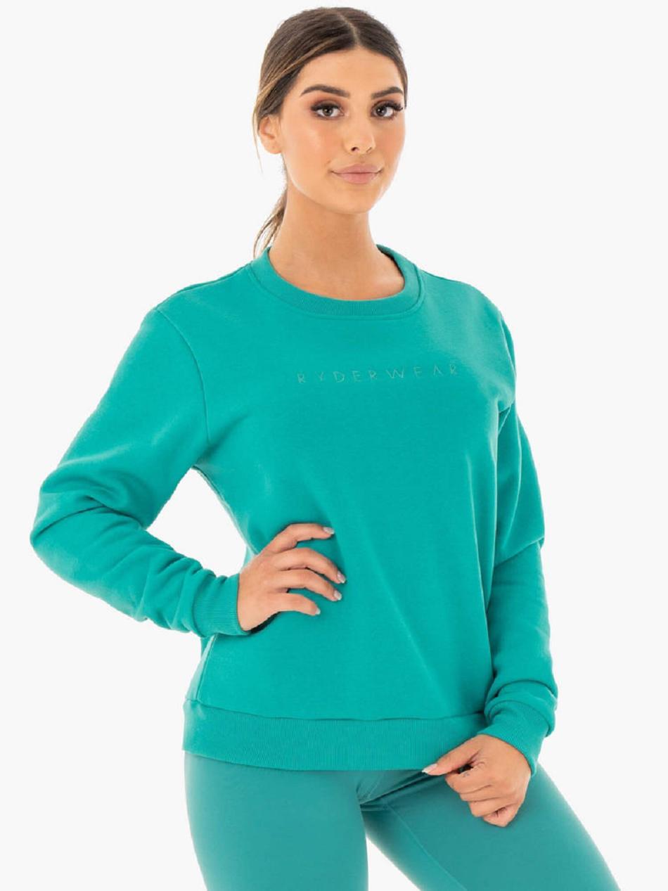 Turquoise Women's Ryderwear Motion Oversized Sweater Top | 130G76189