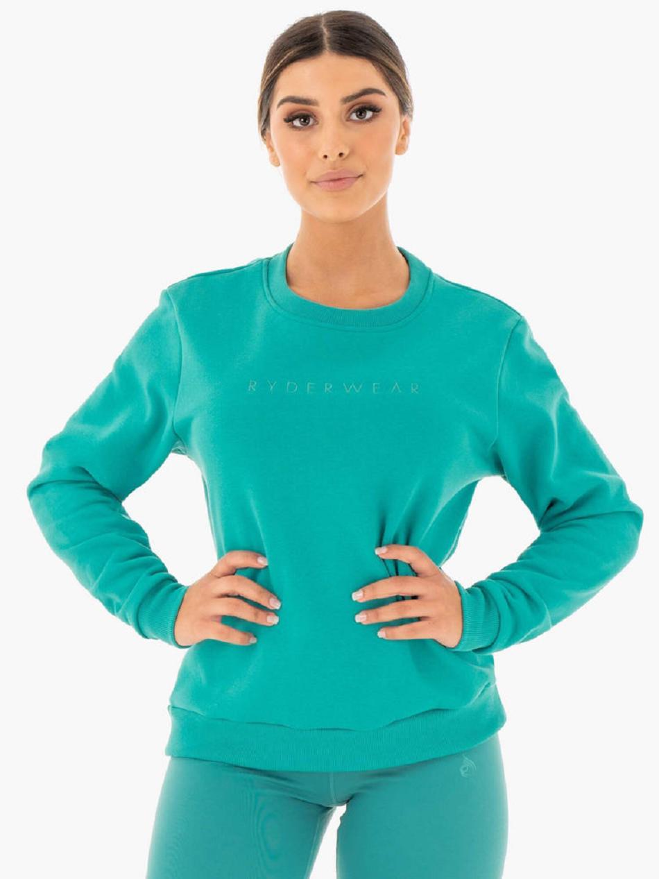 Turquoise Women\'s Ryderwear Motion Oversized Sweater Top | 130G76189