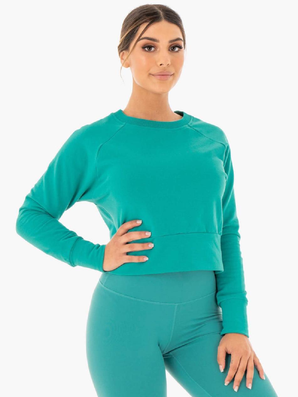 Turquoise Women's Ryderwear Motion Sweater Top | 132DF66924