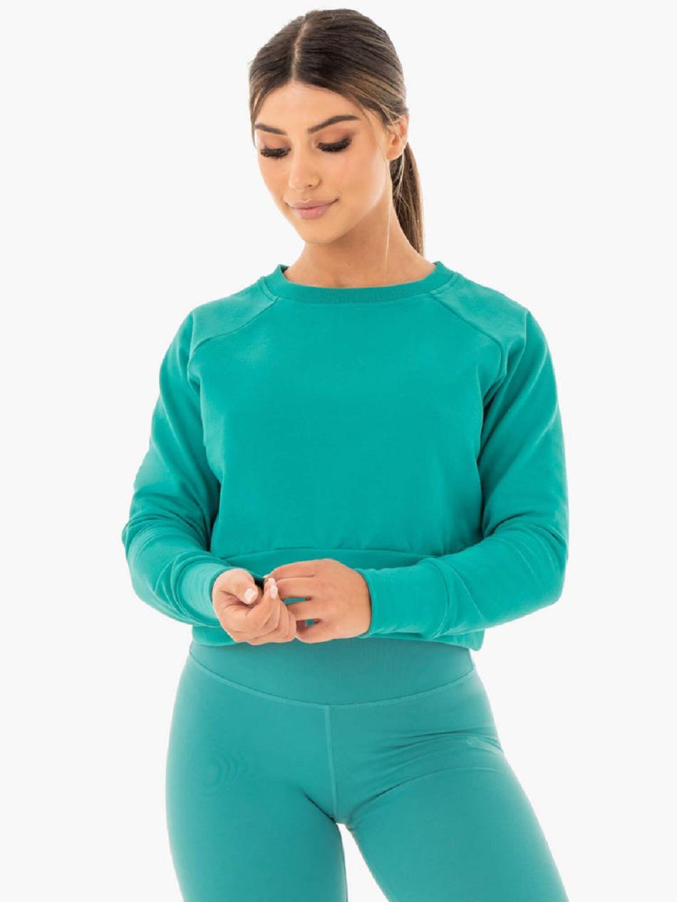 Turquoise Women\'s Ryderwear Motion Sweater Active Lounge | DF7625393