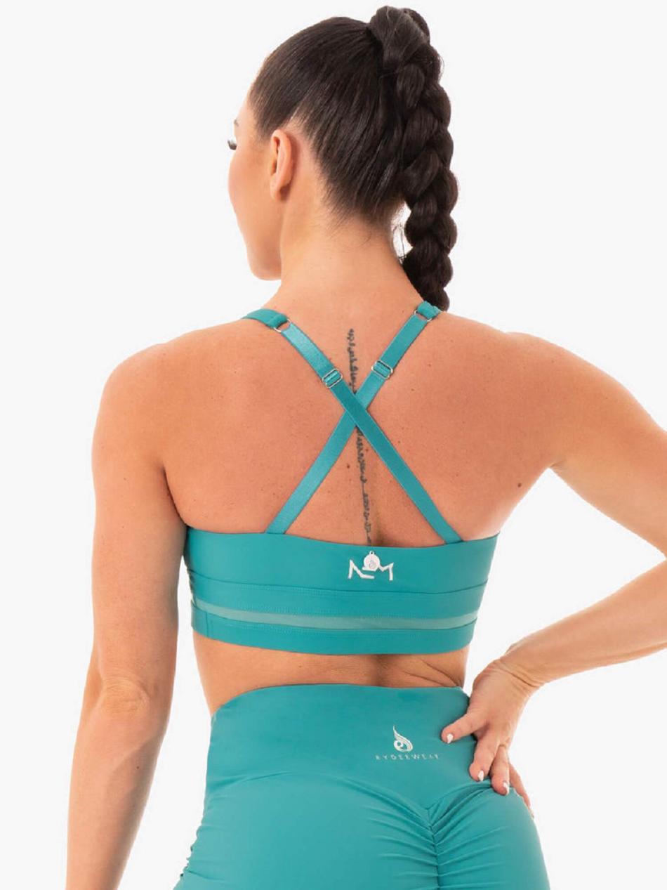 Turquoise Women's Ryderwear NEM X RW Sports Bras | 6Y5815042