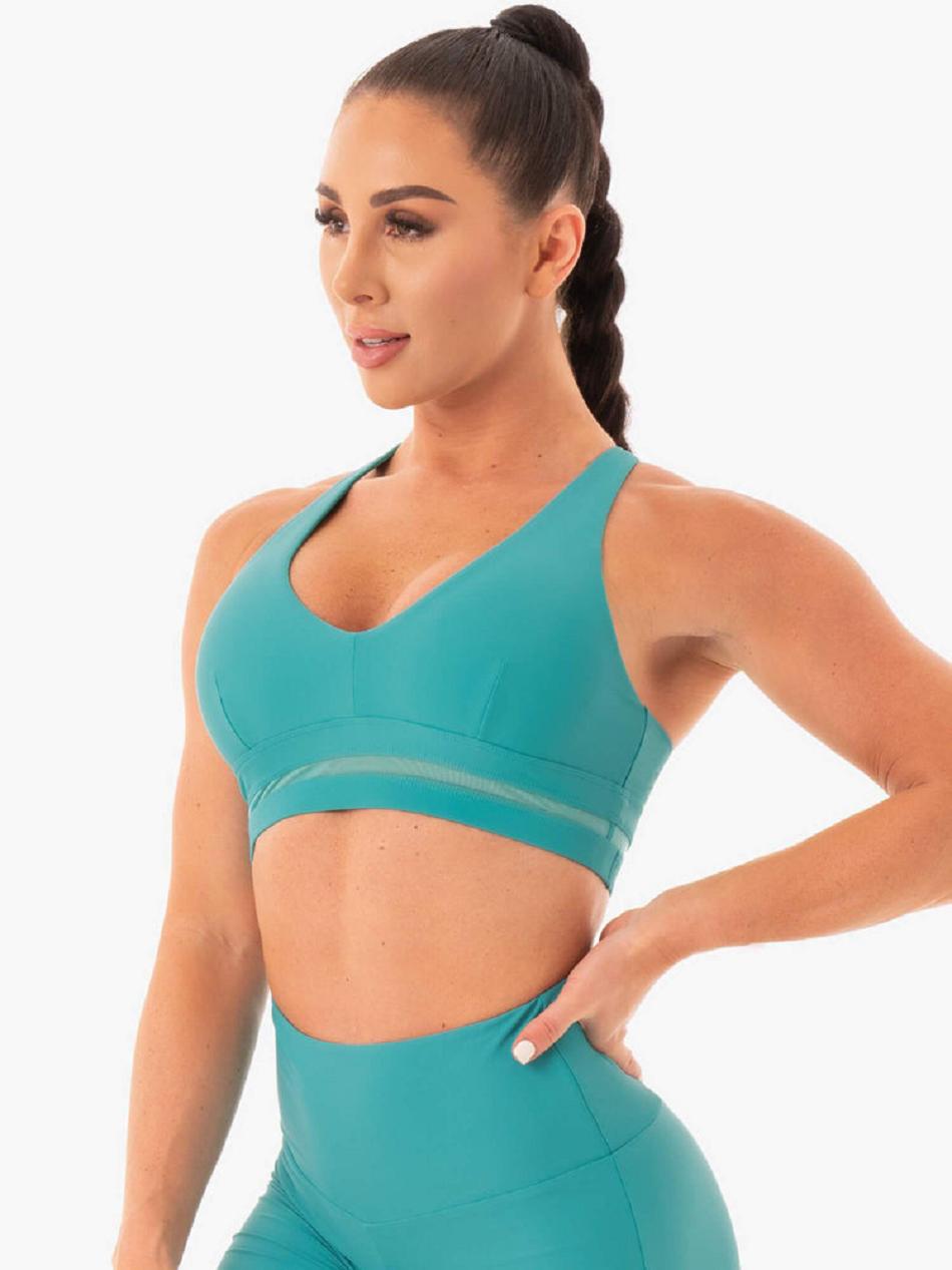 Turquoise Women's Ryderwear NEM X RW Sports Bras | 6Y5815042