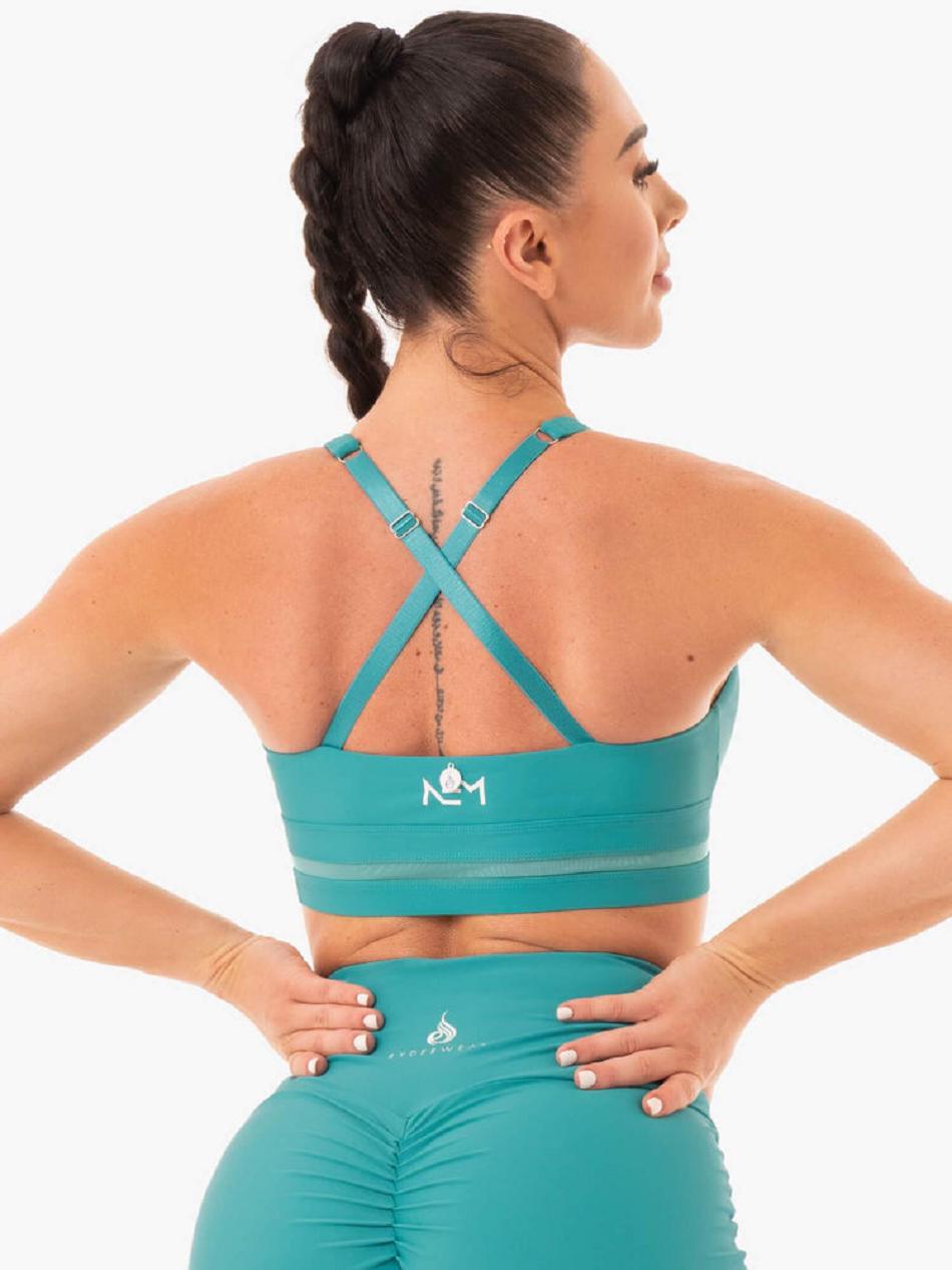 Turquoise Women's Ryderwear NEM X RW Sports Bras | 6Y5815042