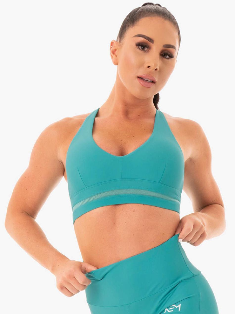 Turquoise Women\'s Ryderwear NEM X RW Sports Bras | 6Y5815042