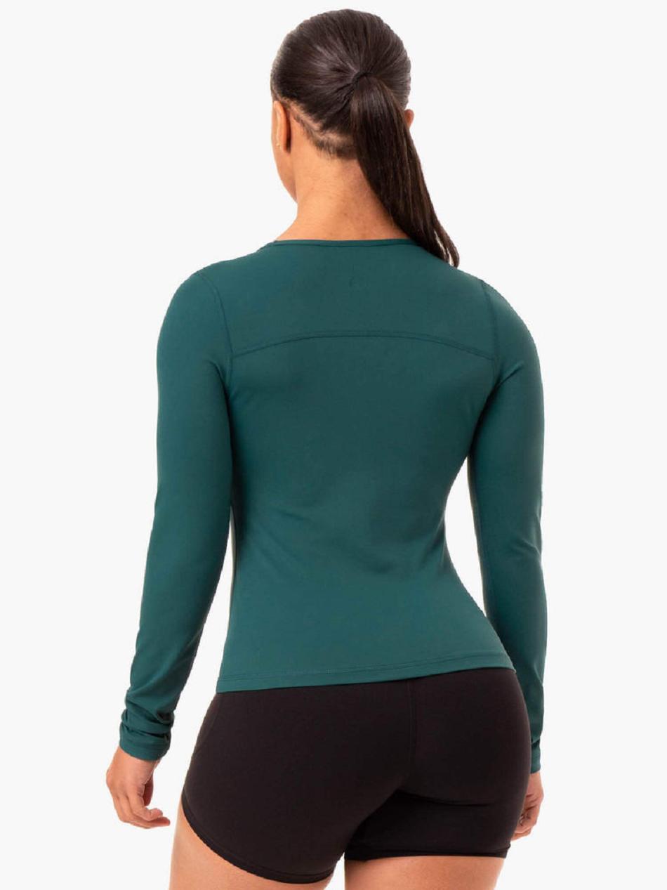 Turquoise Women's Ryderwear NKD Align Long Sleeve Training Top Top | 61RT11273