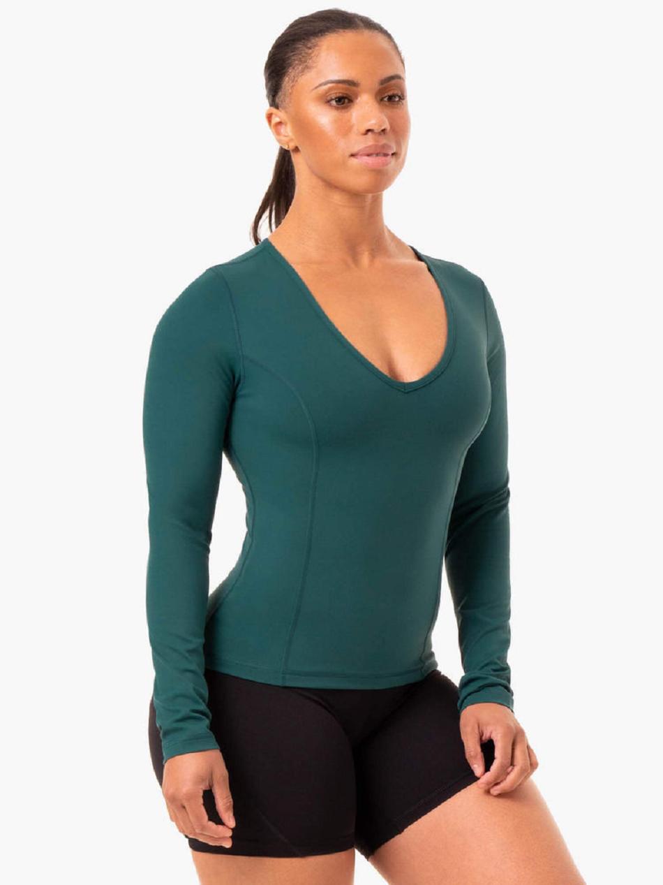 Turquoise Women's Ryderwear NKD Align Long Sleeve Training Top Top | 61RT11273