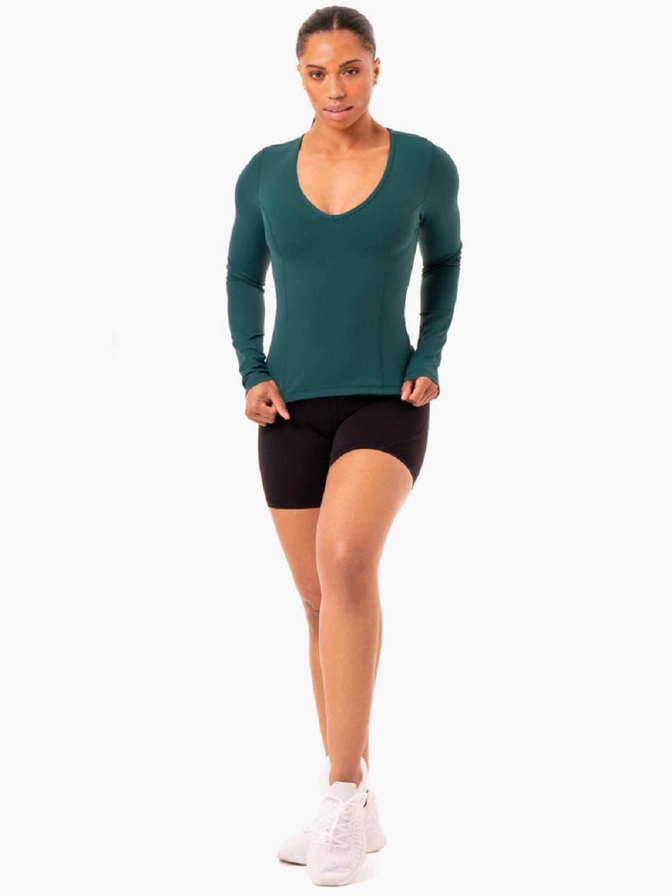 Turquoise Women's Ryderwear NKD Align Long Sleeve Training Top Top | 61RT11273