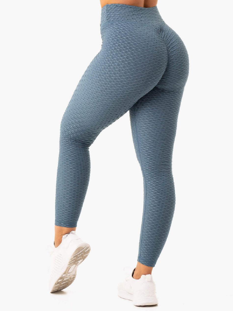 Turquoise Women's Ryderwear Optic Scrunch Bum Leggings | GB3748176