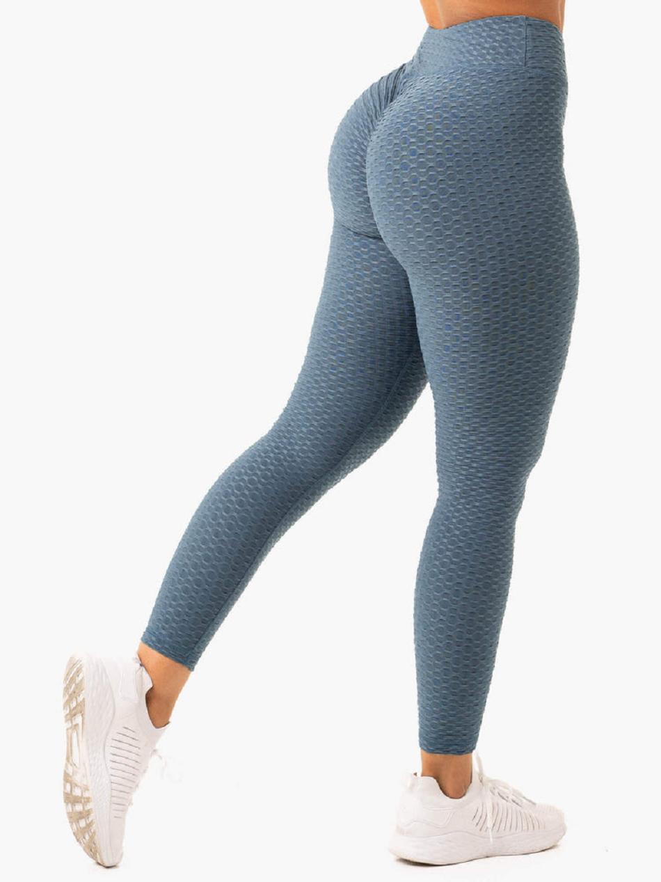 Turquoise Women's Ryderwear Optic Scrunch Bum Leggings | GB3748176