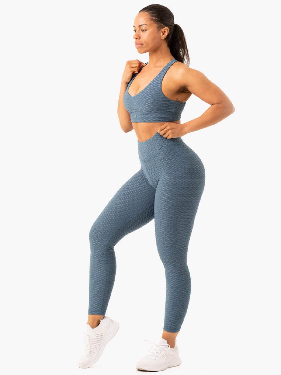 Turquoise Women's Ryderwear Optic Scrunch Bum Leggings | GB3748176