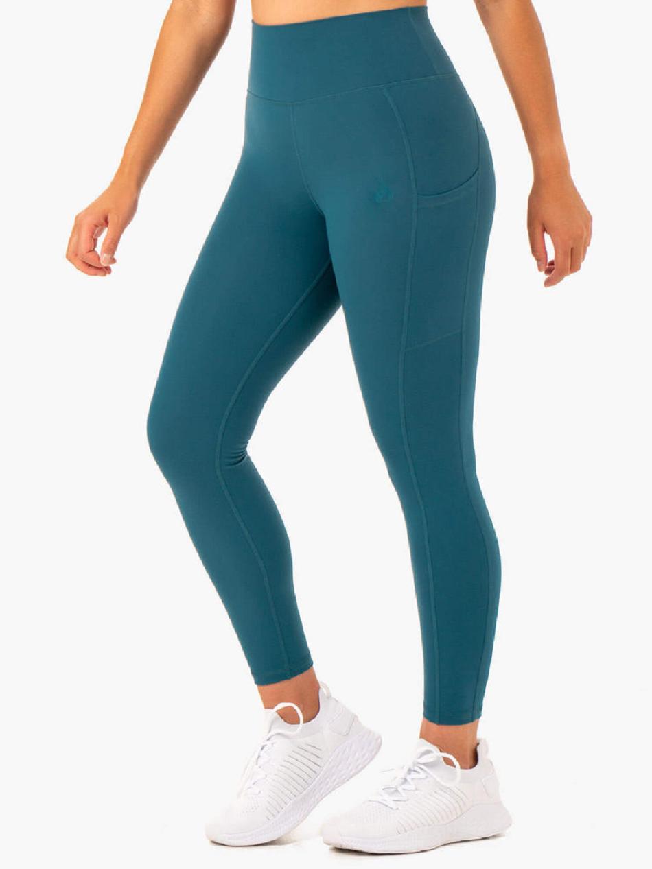 Turquoise Women's Ryderwear Reset High Waisted Pocket Leggings | 65Y4231848