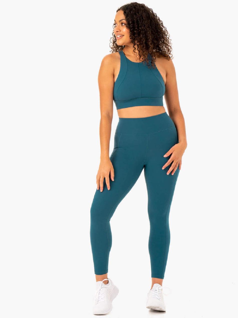 Turquoise Women's Ryderwear Reset High Waisted Pocket Leggings | 65Y4231848