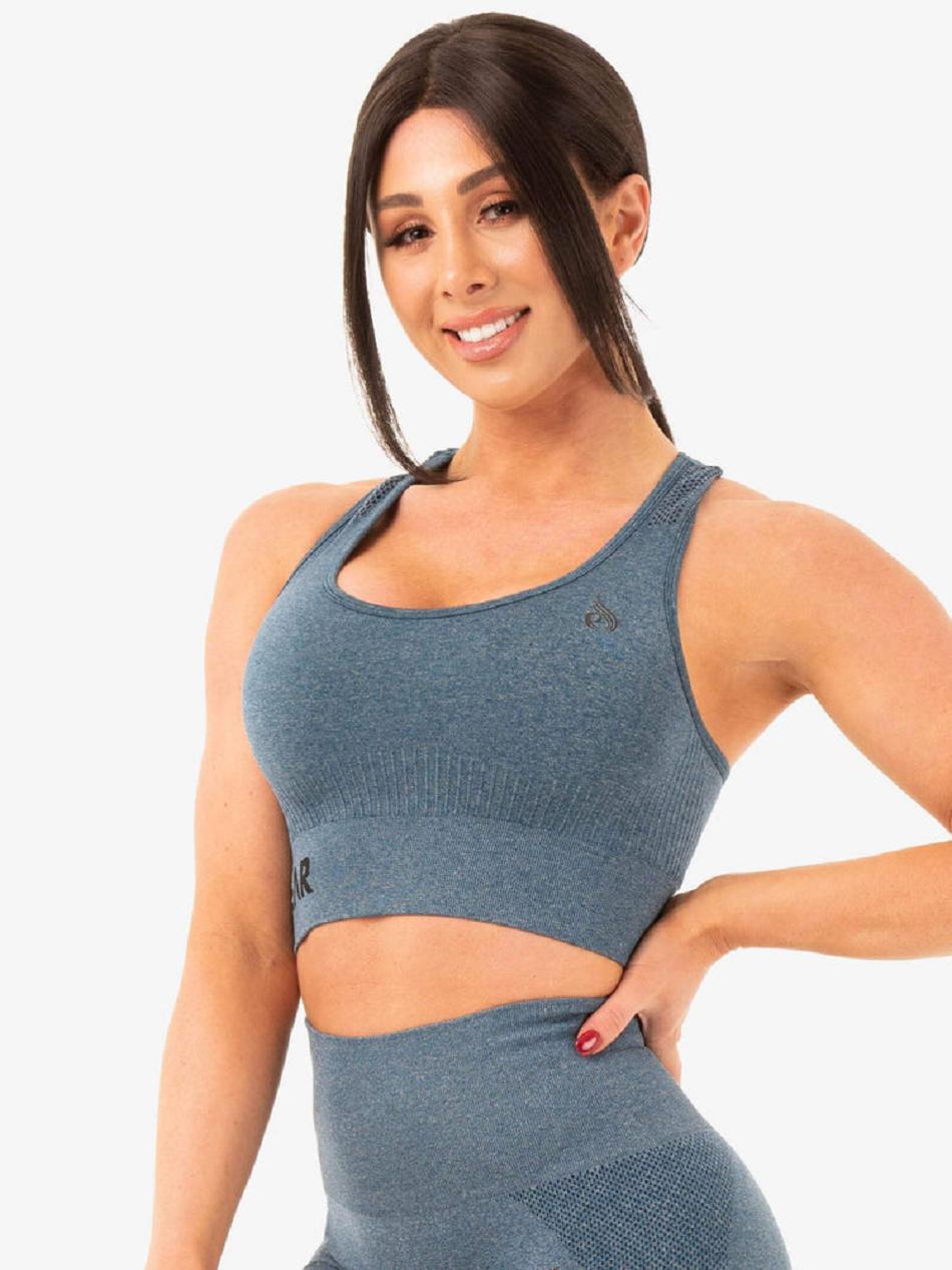 Turquoise Women's Ryderwear Seamless Staples Sports Bras | 57RW58819