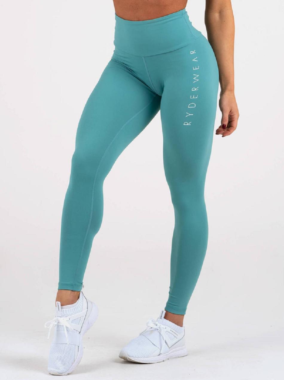 Turquoise Women's Ryderwear Staples Leggings Scrunch Bum | 41FE35369