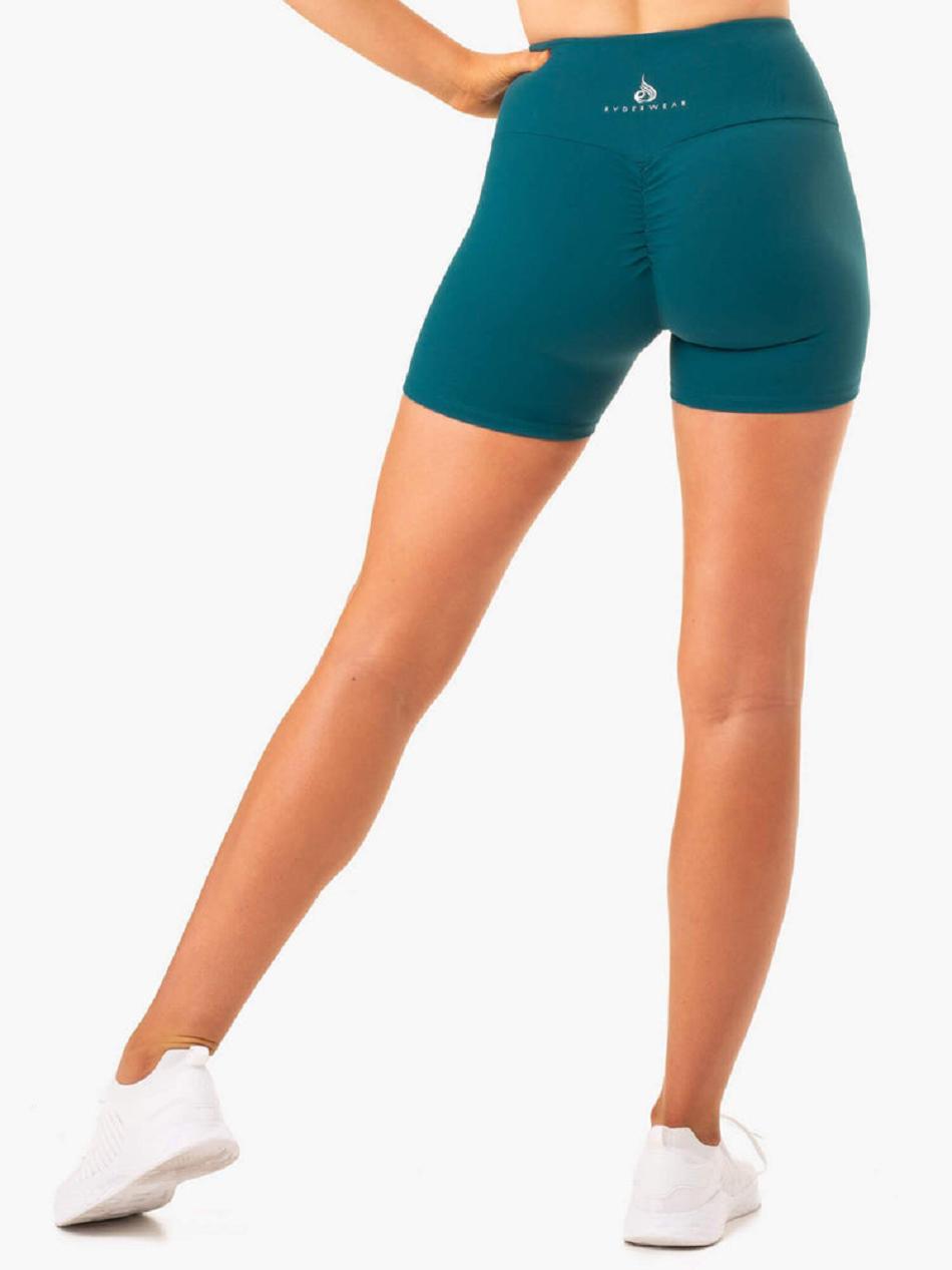 Turquoise Women's Ryderwear Staples Mid Length Shorts Scrunch Bum | 42RT64939