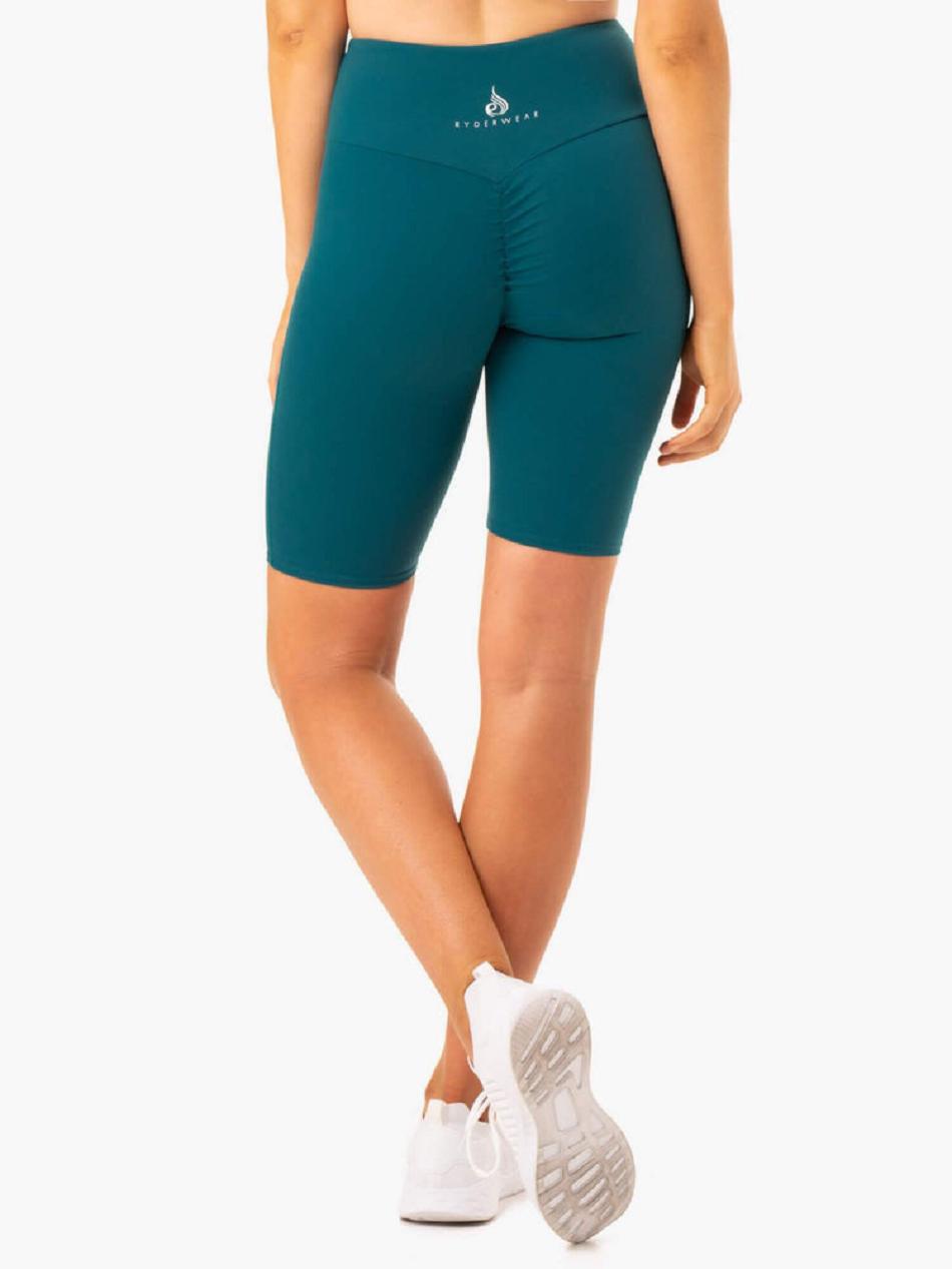 Turquoise Women's Ryderwear Staples Scrunch Bum Bike Shorts | 6Y5326806