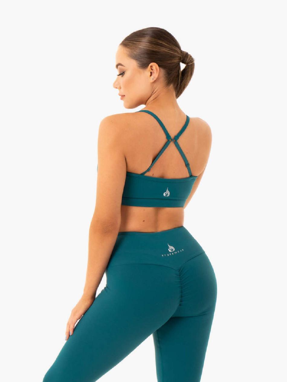 Turquoise Women's Ryderwear Staples Sports Bras | 118IV28237