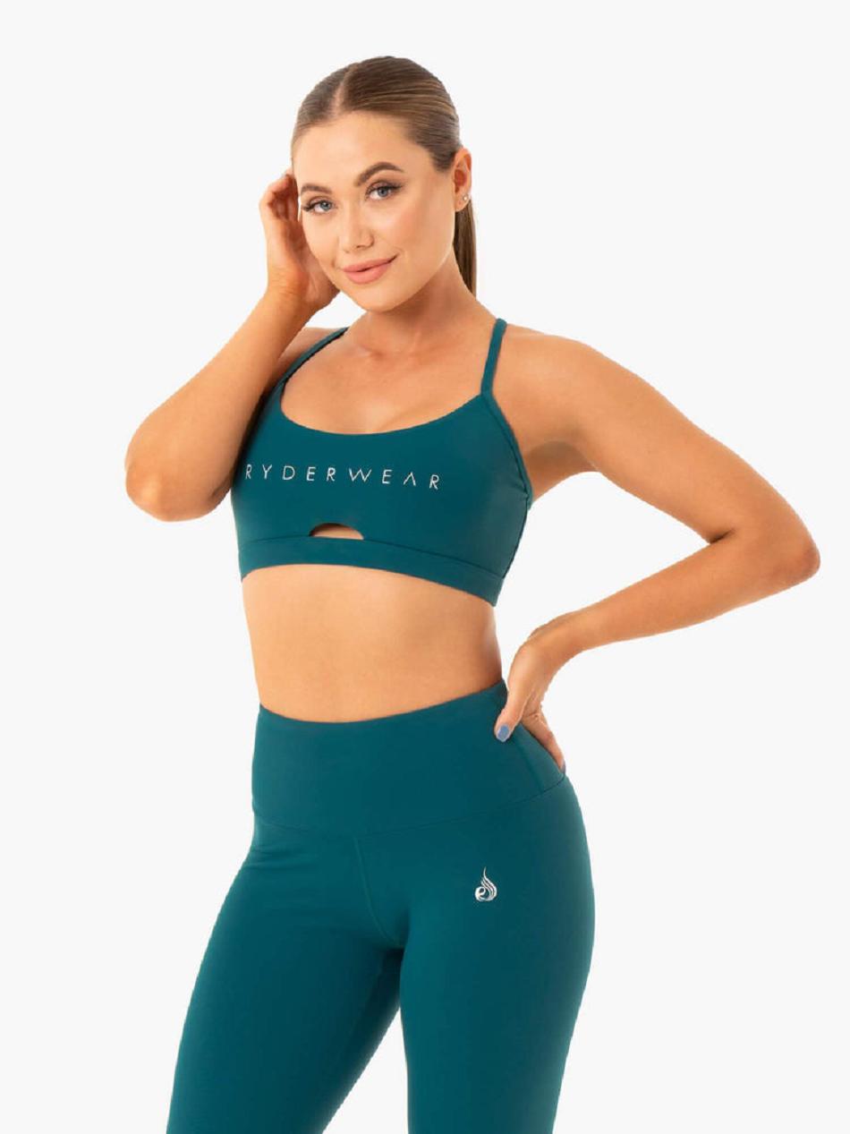 Turquoise Women's Ryderwear Staples Sports Bras | 118IV28237