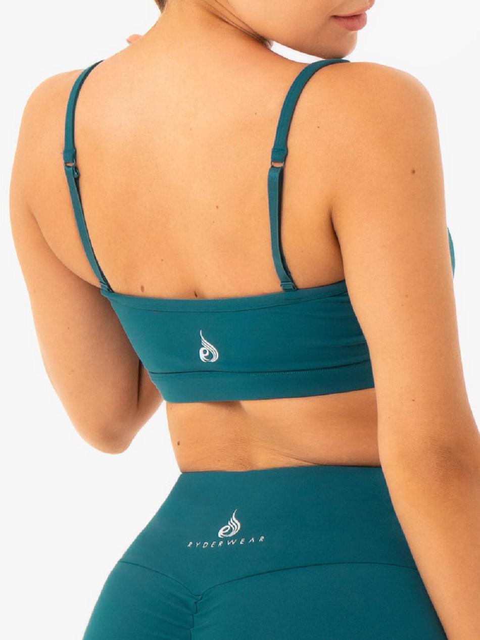 Turquoise Women's Ryderwear Staples Sports Bras | 118IV28237