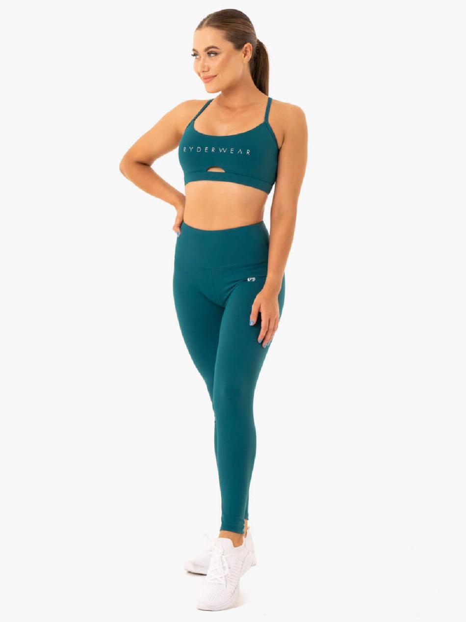 Turquoise Women's Ryderwear Staples Sports Bras | 118IV28237