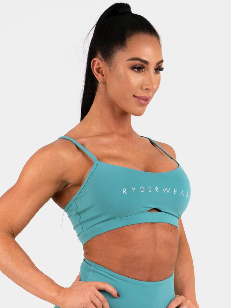 Turquoise Women's Ryderwear Staples Sports Bras | DS5595933