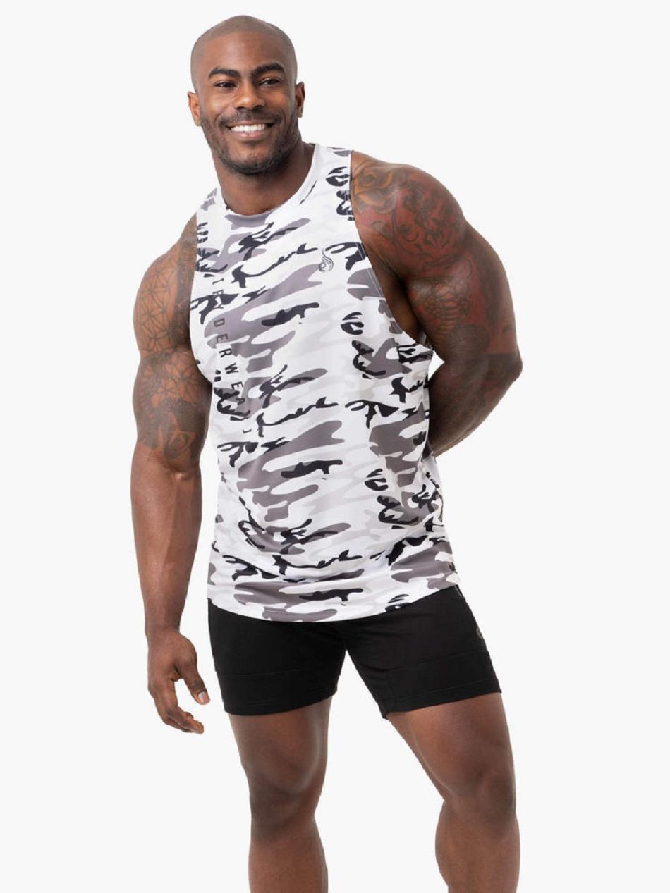 White / Camo Men's Ryderwear Camo Tech Mesh Baller Tank Top | FG8544133