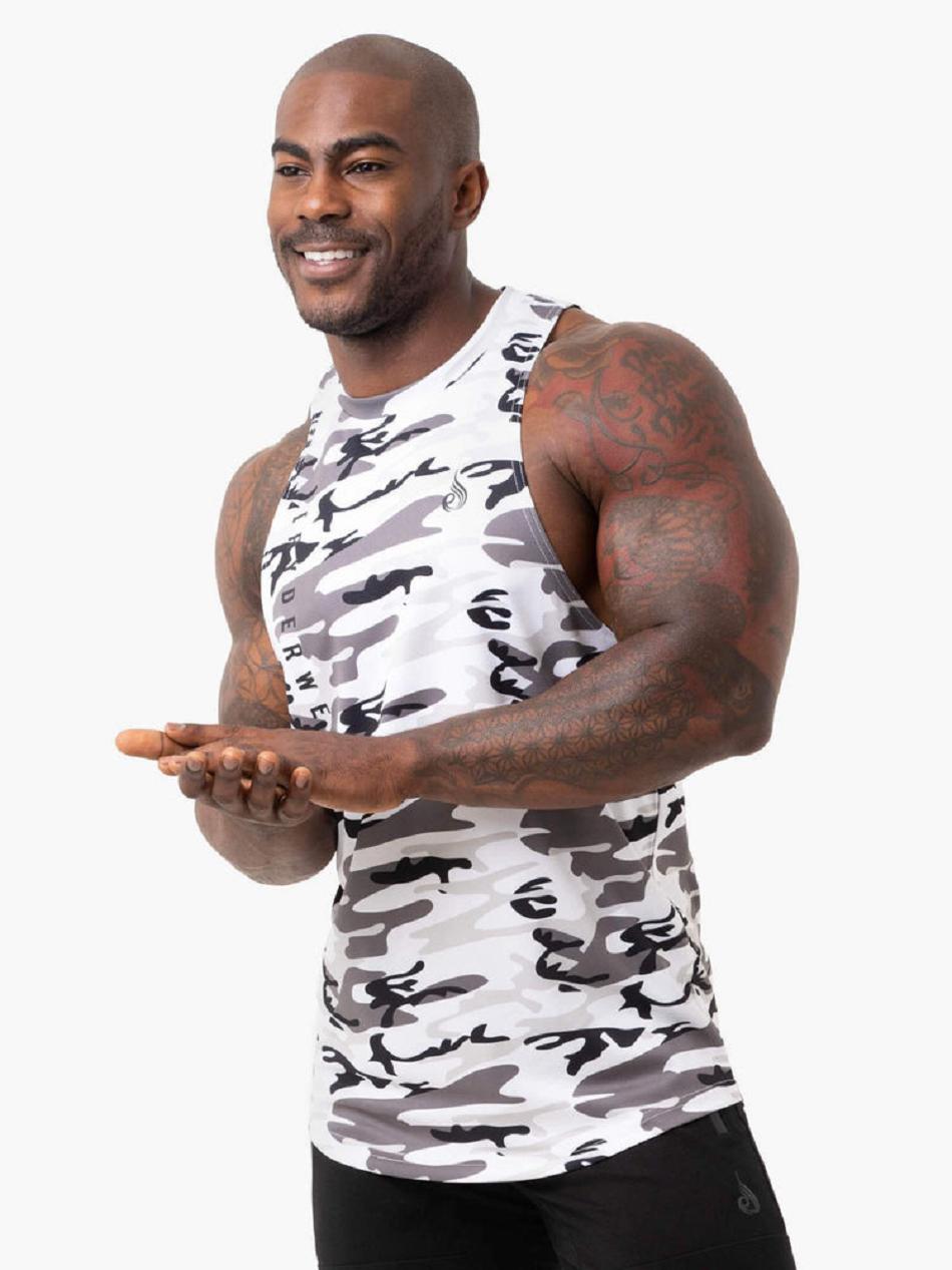 White / Camo Men\'s Ryderwear Camo Tech Mesh Baller Tank Top | FG8544133