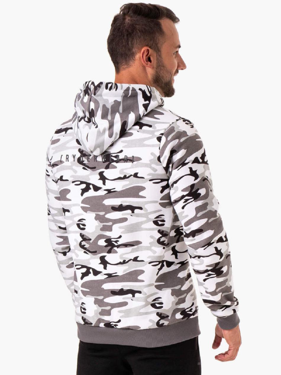 White / Camo Men's Ryderwear Camo Tech Pullover Hoodie | 5G8828963