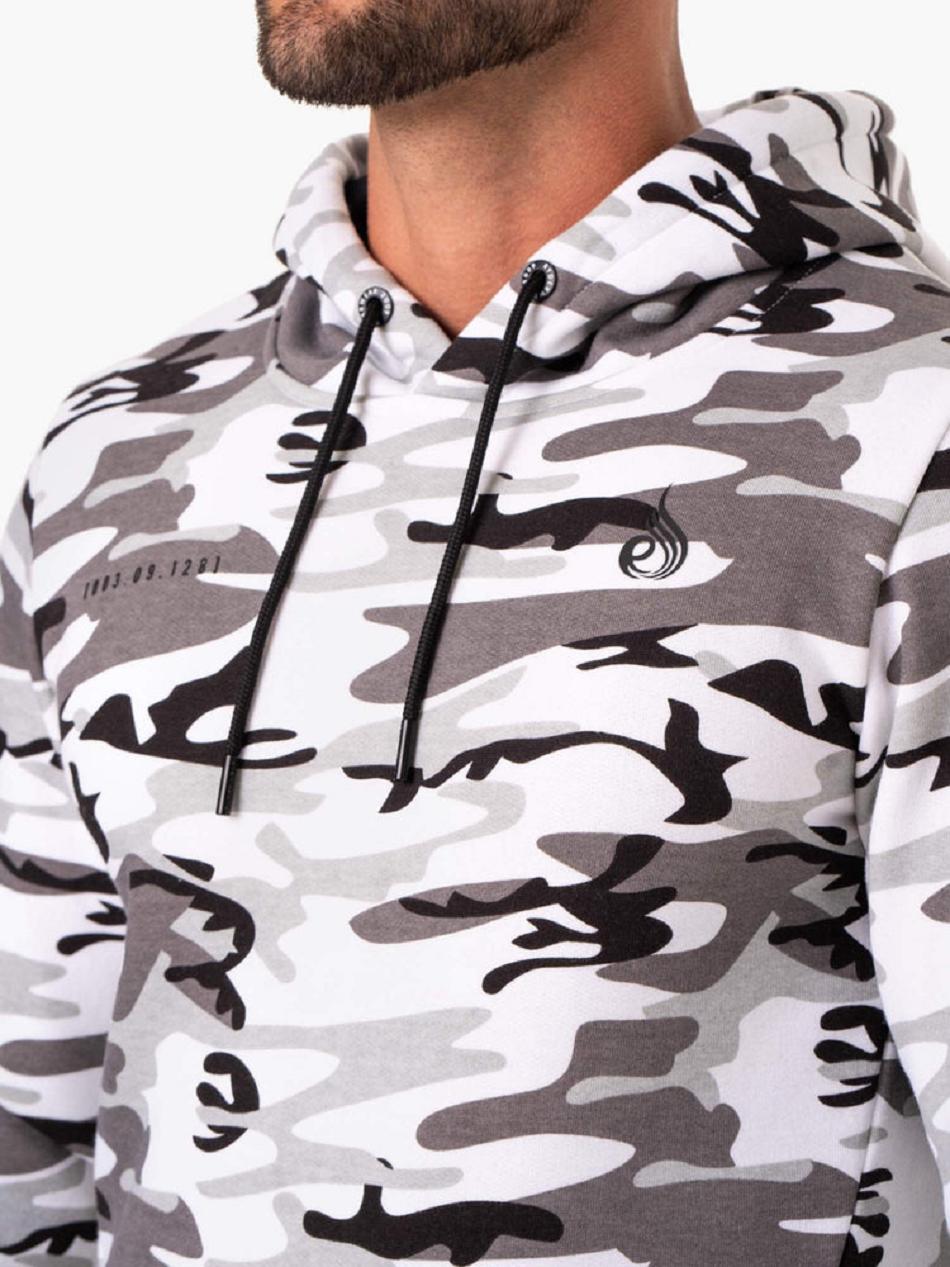 White / Camo Men's Ryderwear Camo Tech Pullover Hoodie | 5G8828963