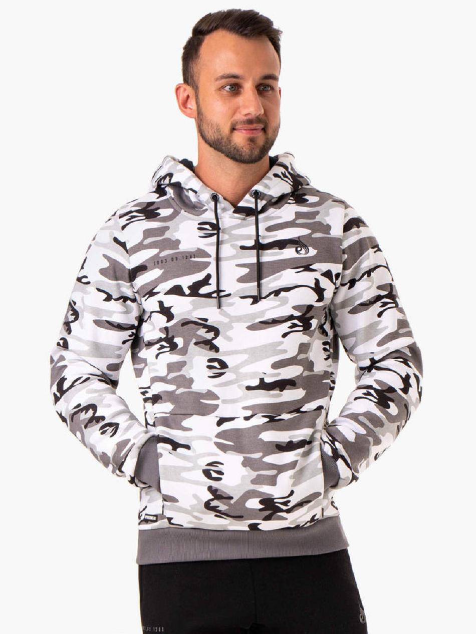 White / Camo Men's Ryderwear Camo Tech Pullover Hoodie | 5G8828963