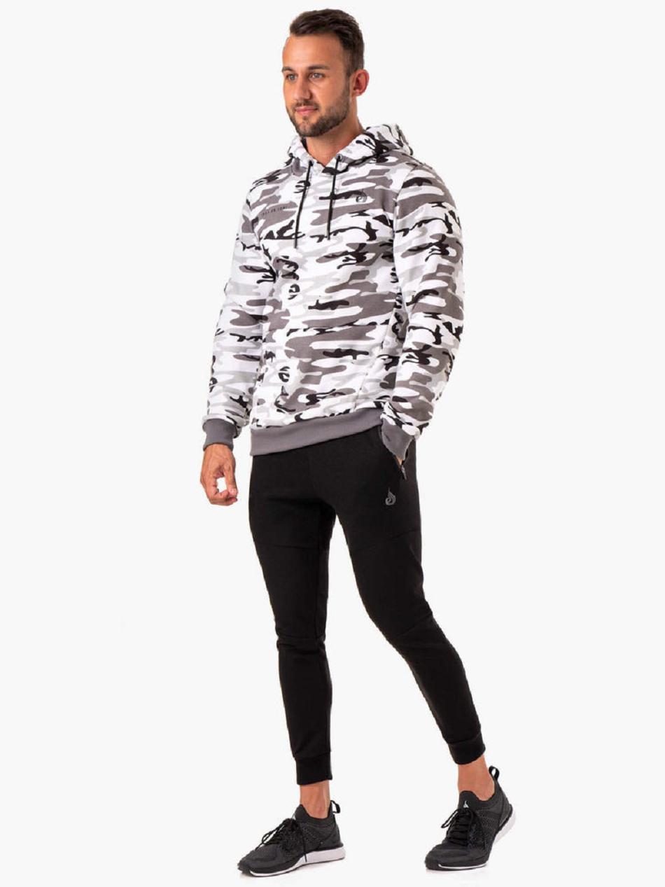 White / Camo Men's Ryderwear Camo Tech Pullover Hoodie | 5G8828963