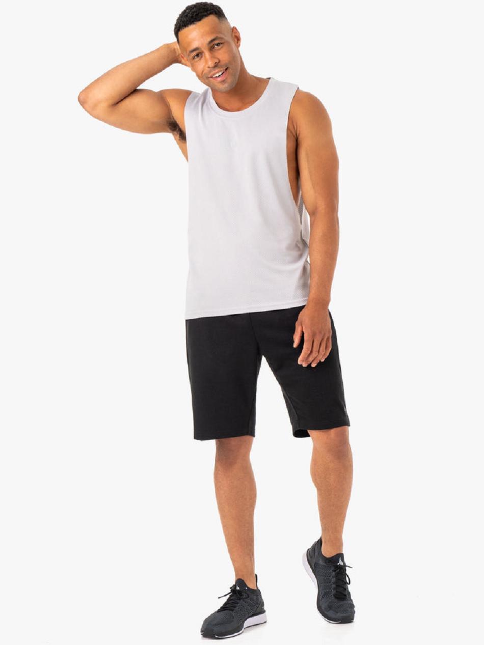 White / Grey Men's Ryderwear Enhance Baller Tanks | 85HF92032