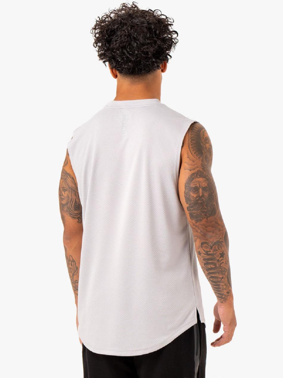 White / Grey Men's Ryderwear Enhance Muscle Tanks | FG8038019