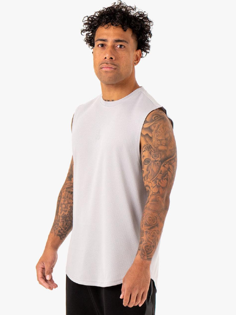 White / Grey Men's Ryderwear Enhance Muscle Tanks | FG8038019