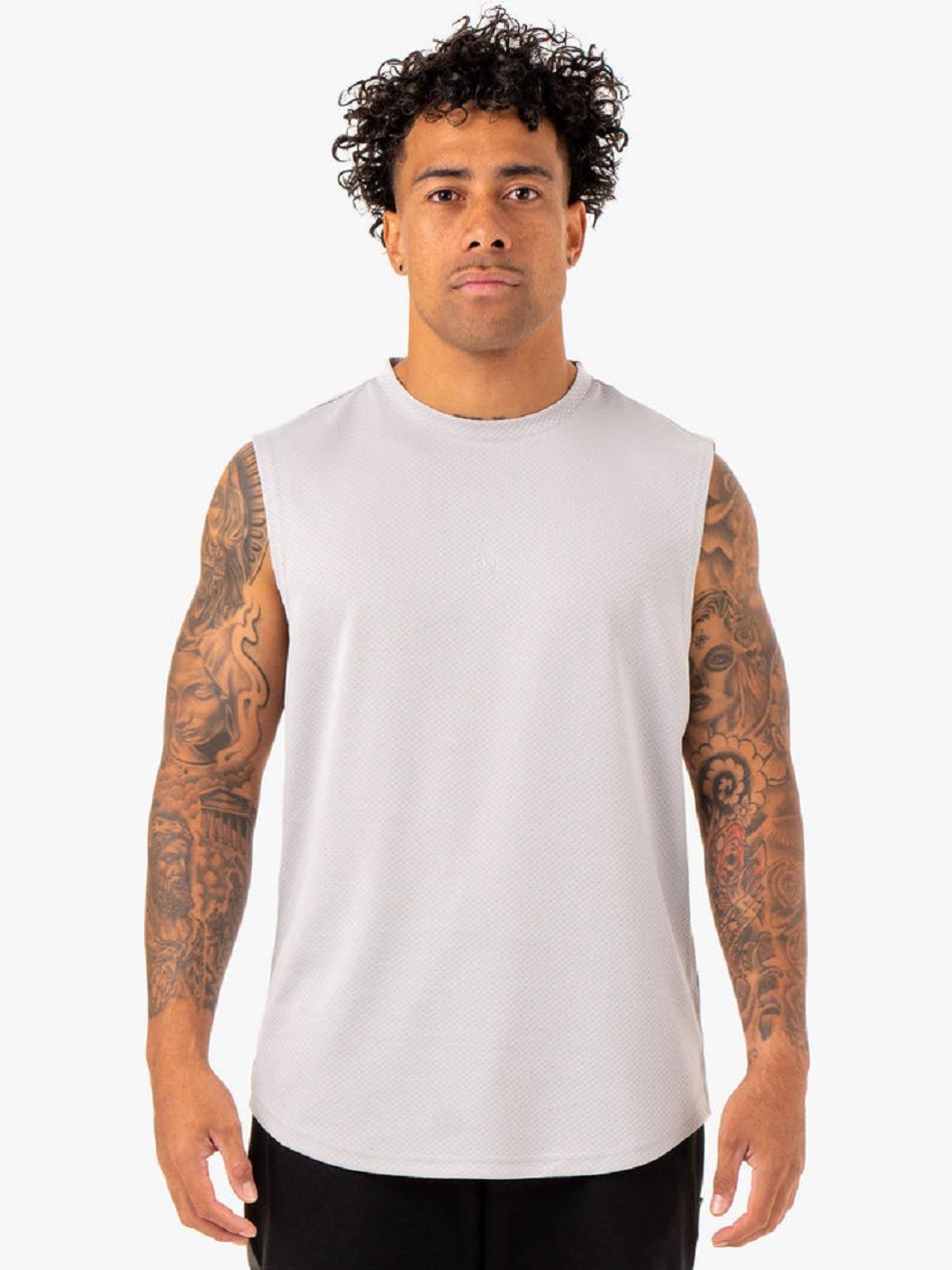 White / Grey Men\'s Ryderwear Enhance Muscle Tanks | FG8038019