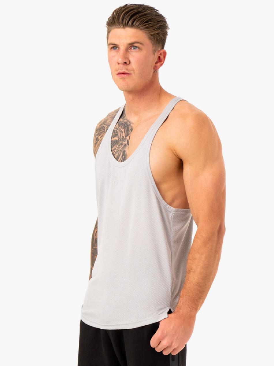 White / Grey Men's Ryderwear Enhance T-Back Stringers | XG8452543