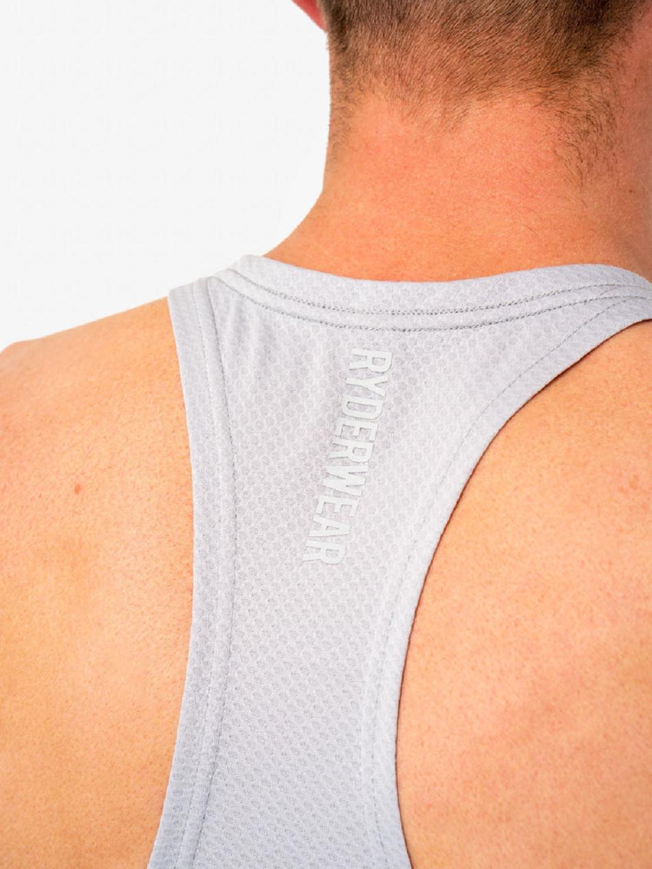 White / Grey Men's Ryderwear Enhance T-Back Stringers | XG8452543