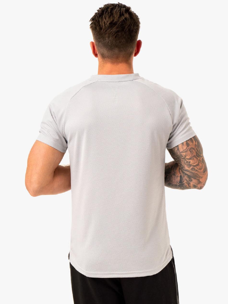 White / Grey Men's Ryderwear Enhance T-Shirt Top | MNG43025