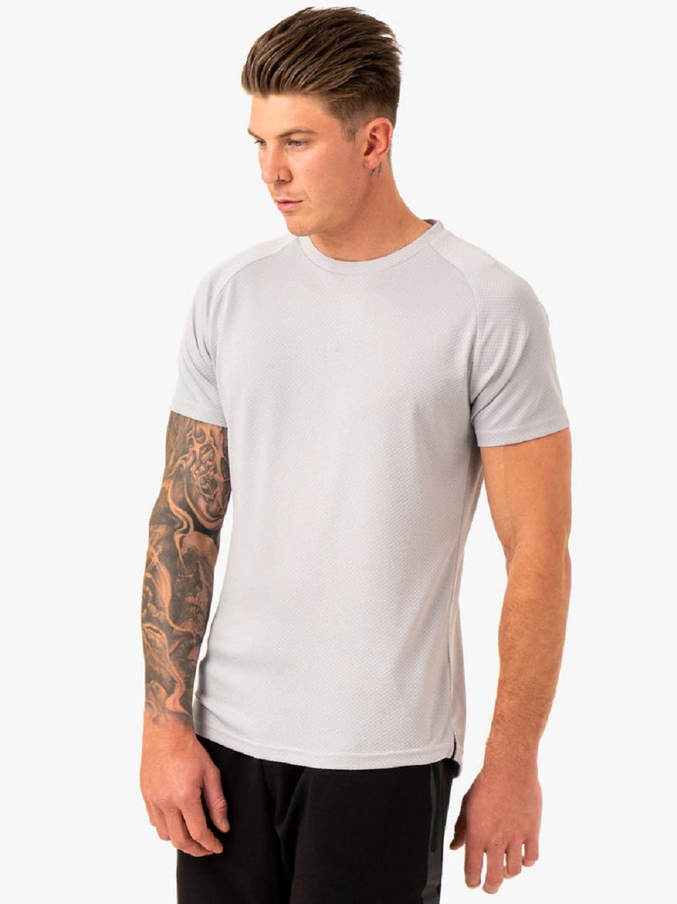 White / Grey Men's Ryderwear Enhance T-Shirt Top | MNG43025