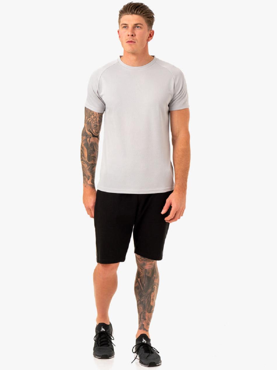 White / Grey Men's Ryderwear Enhance T-Shirt Top | MNG43025