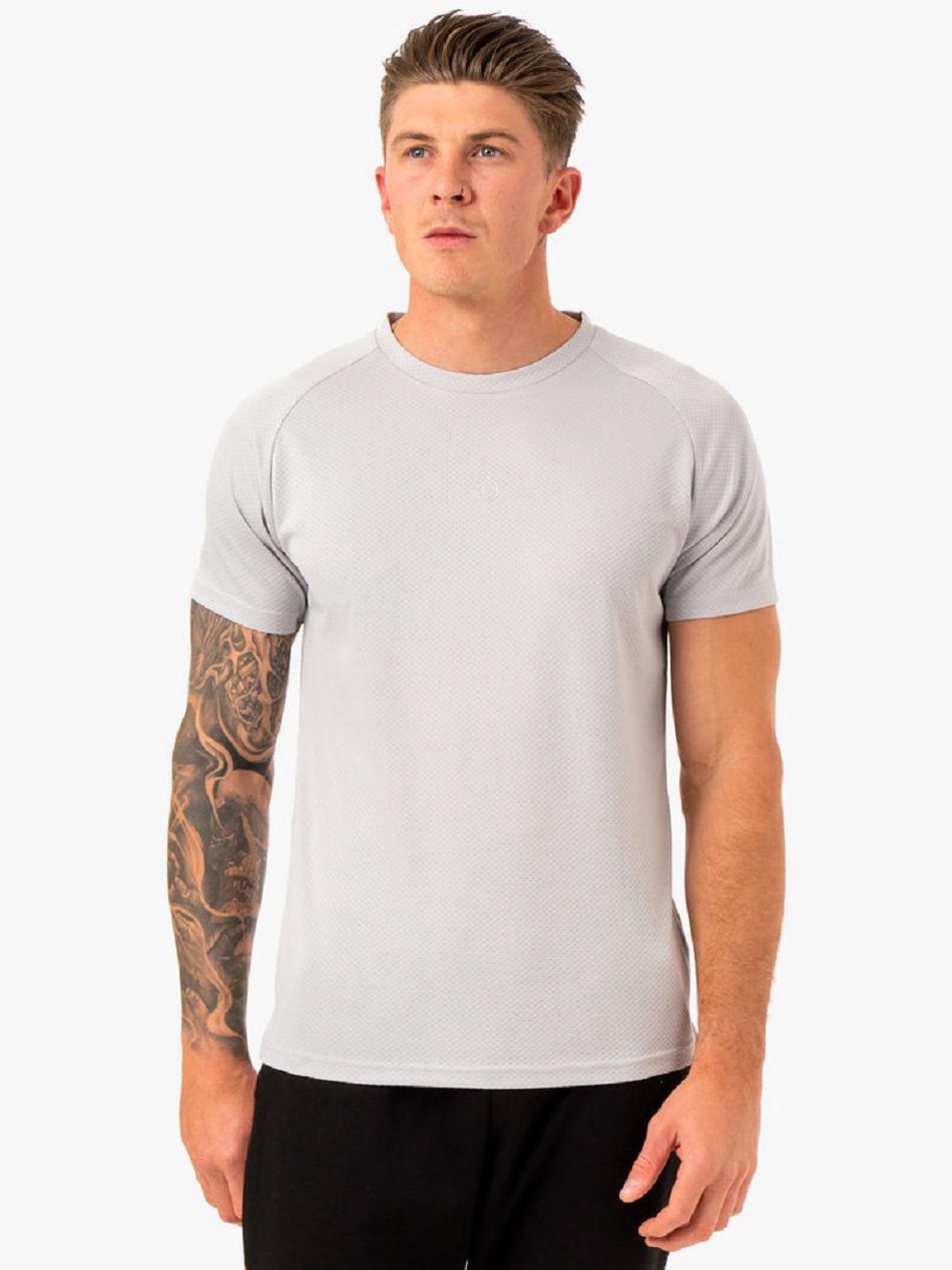 White / Grey Men\'s Ryderwear Enhance T-Shirt Top | MNG43025