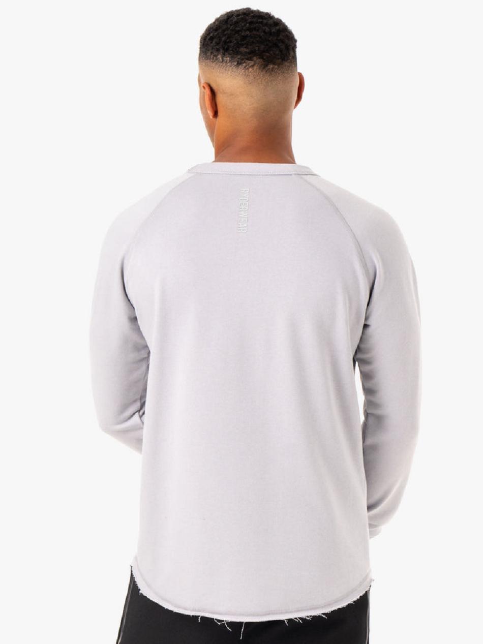 White / Grey Men's Ryderwear Restore Crew Neck Top | 87RW66766